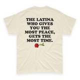 'The Latina Who Gives You The Most Peace Gets The Most Time' Men's T-Shirt - Ivory - Premium Heavy Weight Cotton