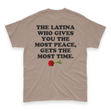 'The Latina Who Gives You The Most Peace Gets The Most Time' Men's T-Shirt - Mocha - Premium Heavy Weight Cotton