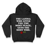 'The Latina Who Gives You The Most Peace Gets The Most Time' Men's Hoodie - Black - Premium Brushed Fleece