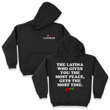 'The Latina Who Gives You The Most Peace Gets The Most Time' Men's Hoodie - Black - Premium Brushed Fleece