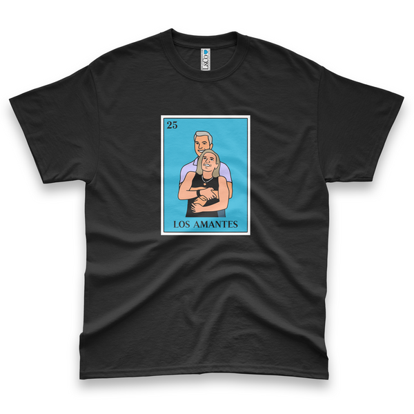 Loteria Card 'Los Amantes' Unisex T-Shirt - Black - Premium Cotton