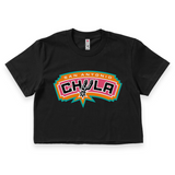 'San Antonio Chula' Crop Top Shirt - Logo Color #2 - Black - Premium Cotton