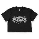 'San Antonio Chula' Crop Top Shirt - Logo Color #1 - Black - Premium Cotton
