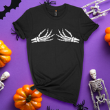 'Spooky BOObs' Skeleton Hands T-Shirt - Black - Premium Cotton