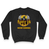 'Spit In My Mouth: Now Hiring' Spooky Season Sweatshirt - Crewneck - Black - Premium Brushed Fleece