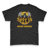 'Spit In My Mouth: Now Hiring' Spooky Season Men's T-Shirt - Black - Premium Cotton