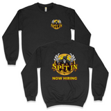 'Spit In My Mouth: Now Hiring' Spooky Season Sweatshirt - Crewneck - Black - Premium Brushed Fleece