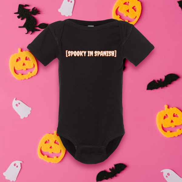 'Spooky In Spanish' Baby Onesie - Black - Premium Ring-Spun 100% Cotton