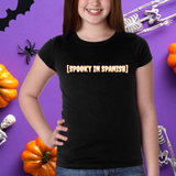 'SPOOKY IN SPANISH' Girl's Youth T-Shirt - Black - Premium Ring-Spun Cotton Blend