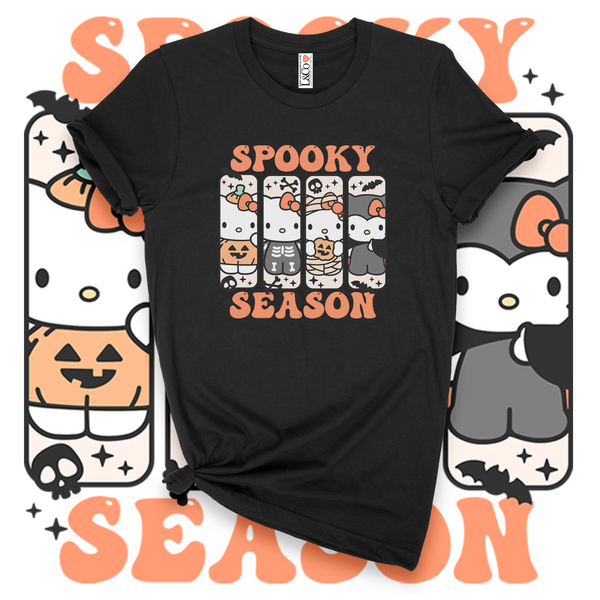 'Hello Spooky Season' T-Shirt - Orange/Black - Premium Cotton