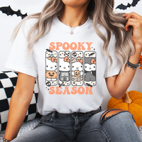 'Hello Spooky Season' T-Shirt - Orange/White - Premium Cotton