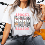 'Hello Spooky Season' T-Shirt - Pink/White - Premium Cotton
