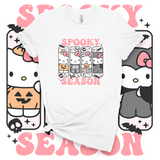 'Hello Spooky Season' T-Shirt - Pink/White - Premium Cotton
