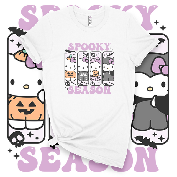 'Hello Spooky Season' T-Shirt - Purple/White - Premium Cotton