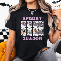 'Hello Spooky Season' T-Shirt - Purple/Black - Premium Cotton