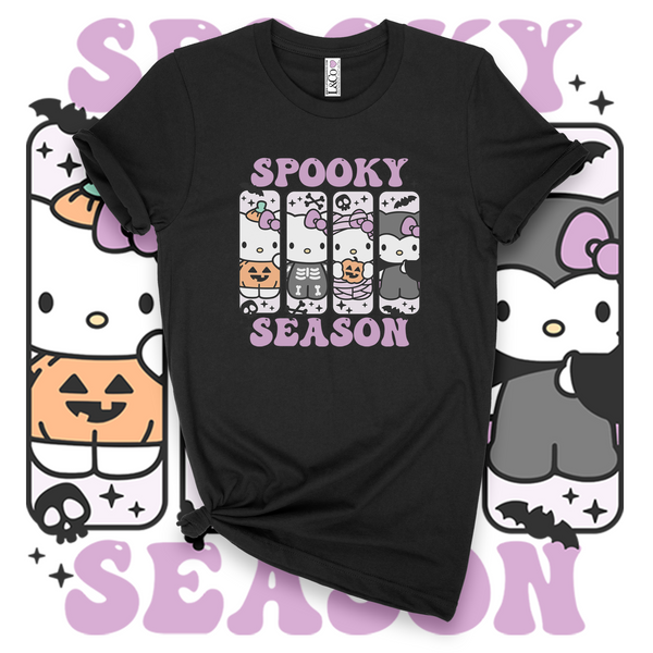 'Hello Spooky Season' T-Shirt - Purple/Black - Premium Cotton