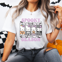 'Hello Spooky Season' T-Shirt - Purple/White - Premium Cotton