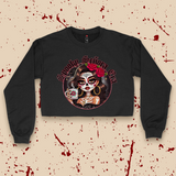 'Spooky Senora Era' Crop Top Crewneck - Black - Premium Brushed Fleece Cotton Blend