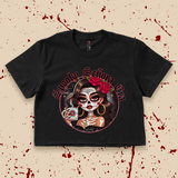 'Spooky Senora Era' Crop Top Shirt - Black - Premium Ring-Spun Cotton