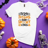 'Thick Thighs And Spooky Vibes' T-Shirt - White - Premium Cotton
