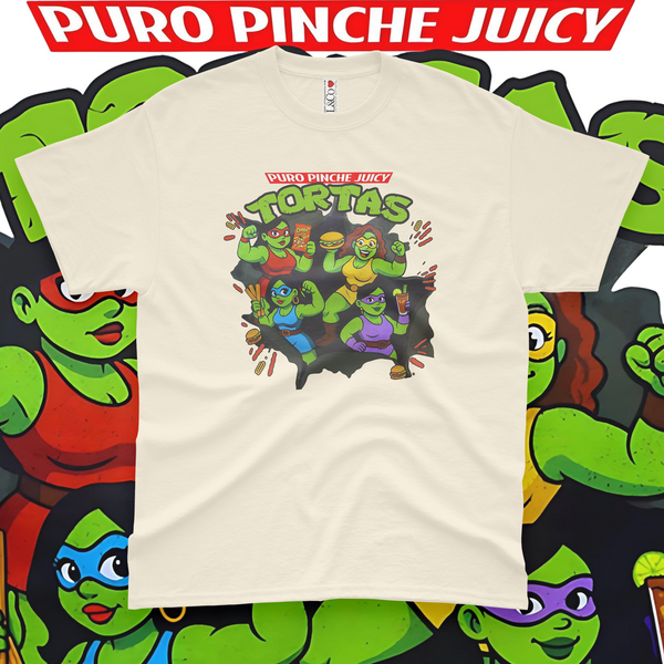 'Puro Pinche Juicy Tortas' Parody Unisex T-Shirt - Ivory - Premium Heavy Weight Cotton