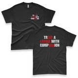 'Treat A Latina With Compassion' Hidden Message Men's T-Shirt - Black - Premium Cotton
