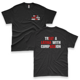 'Treat A Latina With Compassion' Hidden Message Men's T-Shirt - Black - Premium Cotton