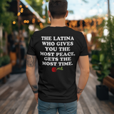 'The Latina Who Gives You The Most Peace Gets The Most Time' Men's T-Shirt - Black - Premium Heavy Weight Cotton