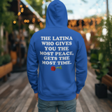 'The Latina Who Gives You The Most Peace Gets The Most Time' Men's Hoodie - Blue - Premium Brushed Fleece