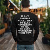 'I'm Very Vulnerable' *Latinas Version* Men's Sweatshirt - Crewneck - Black - Premium Brushed Fleece