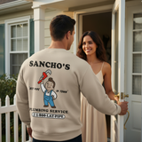 'Sancho's Plumbing Service' Men's Sweatshirt - Crewneck - Sand - Premium Brushed Fleece