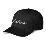 'Latina' Script Dad Hat - Black - Premium Chino Twill