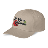 'I Love Latinas' Rose Logo Dad Hat - Unisex - Tan - Premium Chino Twill