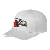 'I Love Latinas' Rose Logo Dad Hat - Unisex - White - Premium Chino Twill