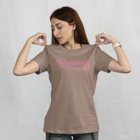 'Dreamers: Born From Dreams That Crossed Borders' Unisex T-Shirt - Mocha/Pink - Premium Cotton
