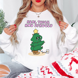 'Real Thick and Sprucey' Ugly Christmas Sweater - White - Premium Brushed Fleece