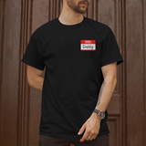 'Hello, My Name Is Daddy' Name Tag Men's T-Shirt - Black - Premium Cotton
