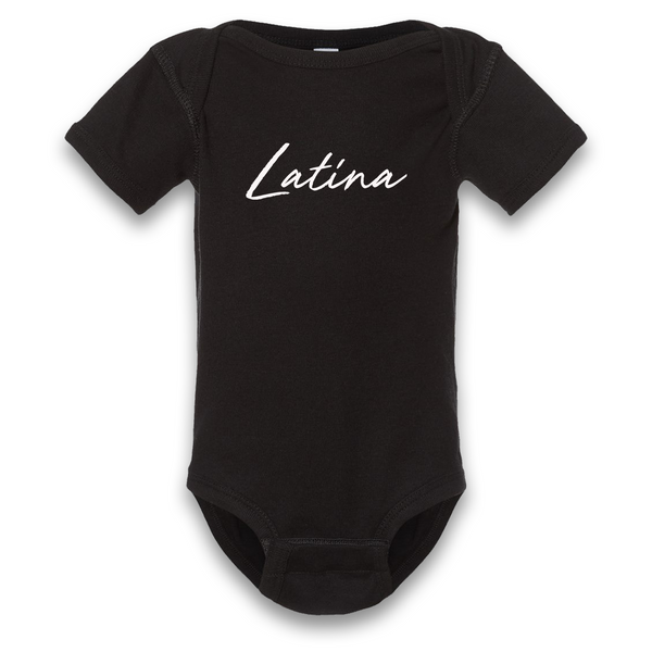 'Latina' Script Baby Onesie - Black - Premium Ring-Spun 100% Cotton